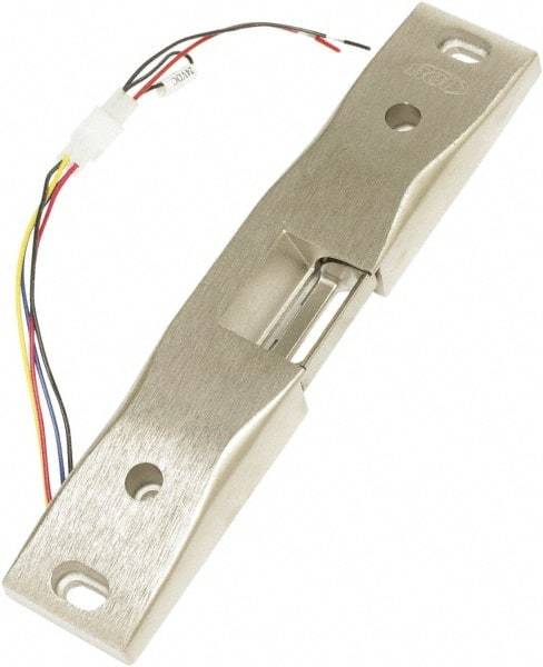 Rutherford - 9" Long x 3/4" Wide, Satin Stainless Steel Finish, Electric Door Strike - Field Selectable 12 or 24 VDC & 12-24 VAC, VAC/VDC Power, Zinc Alloy - Industrial Tool & Supply
