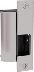 Hes - 4.88" Long x 2.06" Wide, Satin Stainless Steel Finish, Electric Door Strike - 12/24 Volt, VDC Power, Stainless Steel - Industrial Tool & Supply