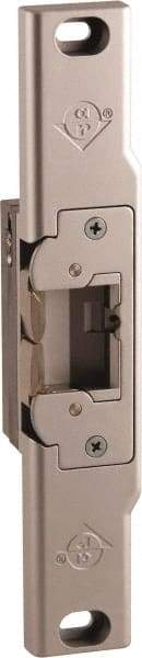 Adams Rite - 3.38" Long x 1" Wide, Clear Anodized Finish, Electric Door Strike - Field Selectable 12, 16, or 24 VAC/DC, AC/DC Power, Zinc Alloy - Industrial Tool & Supply