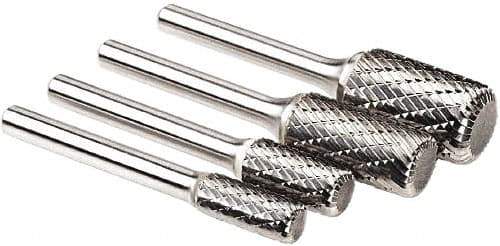 SGS Pro - 5/8" Cut Diam, 1/4" Shank Diam, Cylinder Head Double Cut Burr - Carbide, Flat End, 1" LOC, 1" OAL - Industrial Tool & Supply