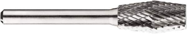 SGS Pro - 1/2" Cut Diam, 1/4" Shank Diam, Inverted Cone Head Double Cut Burr - Carbide, Flat End, 1" LOC, 1" OAL - Industrial Tool & Supply