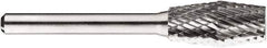 SGS Pro - 1/2" Cut Diam, 1/4" Shank Diam, Inverted Cone Head Double Cut Burr - Carbide, Flat End, 1" LOC, 1" OAL - Industrial Tool & Supply
