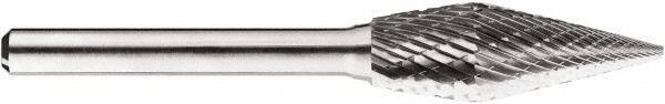 SGS Pro - 1/2" Cut Diam, 1/4" Shank Diam, Cone Head Double Cut Burr - Carbide, Point End, 1-1/4" LOC, 1-1/4" OAL - Industrial Tool & Supply