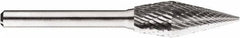 SGS Pro - 1/2" Cut Diam, 1/4" Shank Diam, Cone Head Double Cut Burr - Carbide, Point End, 1-1/4" LOC, 1-1/4" OAL - Industrial Tool & Supply