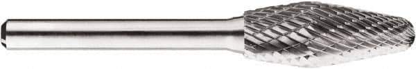 SGS Pro - 1/2" Cut Diam, 1/4" Shank Diam, Taper Head Double Cut Burr - Carbide, Radius End, 1-1/4" LOC, 1-1/4" OAL - Industrial Tool & Supply