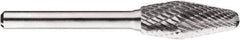 SGS Pro - 1/2" Cut Diam, 1/4" Shank Diam, Taper Head Double Cut Burr - Carbide, Radius End, 1-1/4" LOC, 1-1/4" OAL - Industrial Tool & Supply