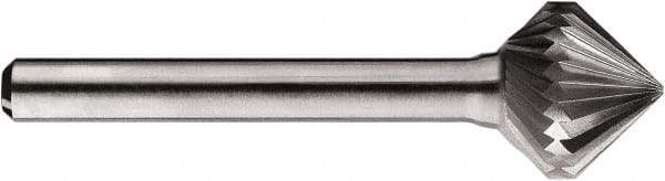 SGS Pro - 5/8" Cut Diam, 1/4" Shank Diam, Cone Head Single Cut Burr - Carbide, Point End, 5/8" LOC, 5/8" OAL - Industrial Tool & Supply