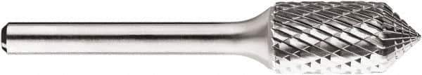 SGS Pro - 1/2" Cut Diam, 1/4" Shank Diam, Cone Head Double Cut Burr - Carbide, Point End, 1" LOC, 1" OAL - Industrial Tool & Supply