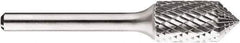 SGS Pro - 1/2" Cut Diam, 1/4" Shank Diam, Cone Head Double Cut Burr - Carbide, Point End, 1" LOC, 1" OAL - Industrial Tool & Supply