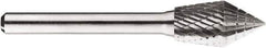 SGS Pro - 1/2" Cut Diam, 1/4" Shank Diam, Cone Head Double Cut Burr - Carbide, Point End, 7/8" LOC, 7/8" OAL - Industrial Tool & Supply
