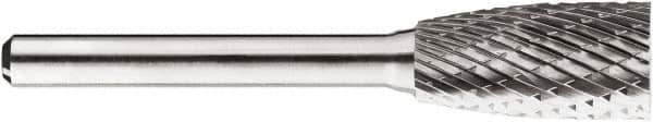 SGS Pro - 1/2" Cut Diam, 1/4" Shank Diam, Cylinder Head Double Cut Burr - Carbide, Flat End, 1" LOC, 1" OAL - Industrial Tool & Supply