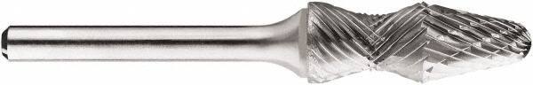 SGS Pro - 1/2" Cut Diam, 1/4" Shank Diam, Taper Head Double Cut Burr - Carbide, Radius End, 1-1/4" LOC, 1-1/4" OAL - Industrial Tool & Supply