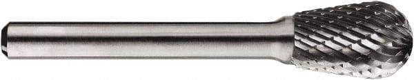SGS Pro - 1/2" Cut Diam, 1/4" Shank Diam, Ball Head Single Cut Burr - Carbide, Ball End, 3/4" LOC, 3/4" OAL - Industrial Tool & Supply