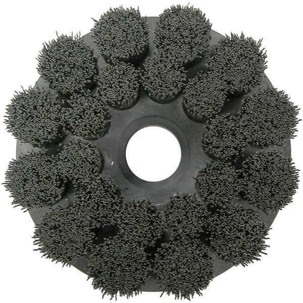 Weiler - 6" 120 Grit Ceramic Crimped Disc Brush - Fine Grade, Drive Arbor Connector, 1-1/2" Trim Length, 1-1/4" Arbor Hole - Industrial Tool & Supply