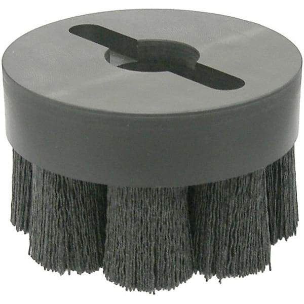 Weiler - 4" 120 Grit Ceramic Crimped Disc Brush - Fine Grade, Drive Arbor Connector, 1-1/2" Trim Length, 1-1/4" Arbor Hole - Industrial Tool & Supply