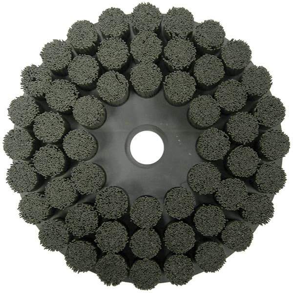 Weiler - 10" 120 Grit Ceramic Crimped Disc Brush - Fine Grade, Drive Arbor Connector, 1-1/2" Trim Length, 1-1/4" Arbor Hole - Industrial Tool & Supply