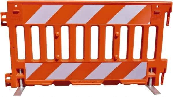 VizCon - 7-3/4" High x 52" Long x 3/32" Wide Barrier Reflective Sheeting - Vinyl, Uncoated, Orange/White, Use with 57000 - Industrial Tool & Supply
