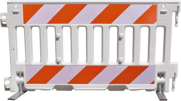 VizCon - 7-3/4" High x 52" Long x 3/32" Wide Barrier Reflective Sheeting - Vinyl, Uncoated, Orange/White, Use with 57000 - Industrial Tool & Supply