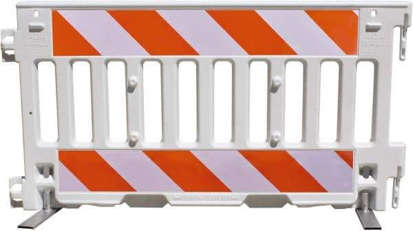 VizCon - 7-3/4" High x 52" Long x 3/32" Wide Barrier Reflective Sheeting - Vinyl, Uncoated, Orange/White, Use with 57000 - Industrial Tool & Supply