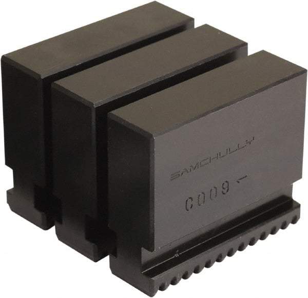 Samchully - 400mm Max Chuck Capacity, Tongue & Groove Interface, Square Soft Lathe Chuck Jaw - 3 Jaw, Steel, 125mm Long, 32mm Wide, 100mm High - Industrial Tool & Supply