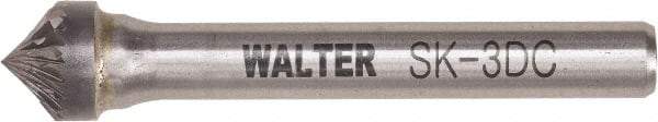 WALTER Surface Technologies - 3/8" Cut Diam, 1/4" Shank Diam, Cone Head Double Cut Burr - Tungsten Carbide, 0.2" LOC, 4-1/2" OAL - Industrial Tool & Supply