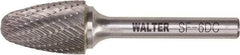 WALTER Surface Technologies - 5/8" Cut Diam, 1/4" Shank Diam, Tree Head Double Cut Burr - Tungsten Carbide, 1" LOC, 4" OAL - Industrial Tool & Supply