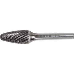 WALTER Surface Technologies - 3/8" Cut Diam, 1/4" Shank Diam, Tree Head Single Cut Burr - Tungsten Carbide, 3/4" LOC, 4-3/8" OAL - Industrial Tool & Supply