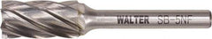 WALTER Surface Technologies - 1/2" Cut Diam, 1/4" Shank Diam, Cylinder Head Double Cut Burr - Tungsten Carbide, 1" LOC, 2.75" OAL - Industrial Tool & Supply