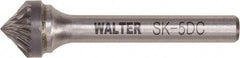 WALTER Surface Technologies - 1/2" Cut Diam, 1/4" Shank Diam, Cone Head Double Cut Burr - Tungsten Carbide, 1/4" LOC, 4-1/4" OAL - Industrial Tool & Supply