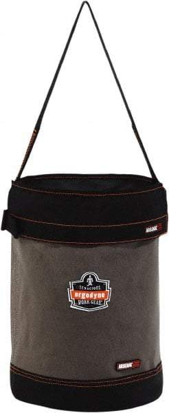 Ergodyne - 1 Pocket Gray & Black Canvas Tool Bucket - 12-1/2" Wide x 12-1/2" Deep x 17" High - Industrial Tool & Supply