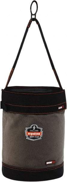 Ergodyne - 1 Pocket Gray & Black Canvas Tool Bucket - 12-1/2" Wide x 12-1/2" Deep x 17" High - Industrial Tool & Supply