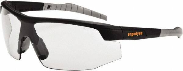 Ergodyne - Indoor/Outdoor Lenses, Framed Safety Glasses - Scratch Resistant, Matte Black Nylon Frame, Size Universal, Wrap Around - Industrial Tool & Supply