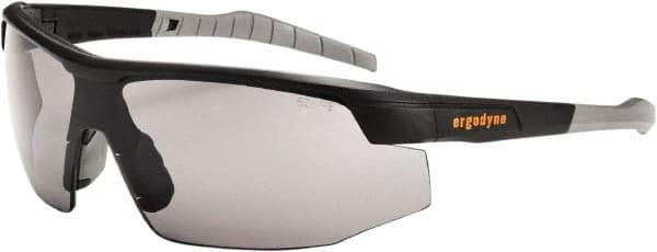 Ergodyne - Smoke Lenses, Framed Safety Glasses - Anti-Fog, Scratch Resistant, Matte Black Nylon Frame, Size Universal, Wrap Around - Industrial Tool & Supply