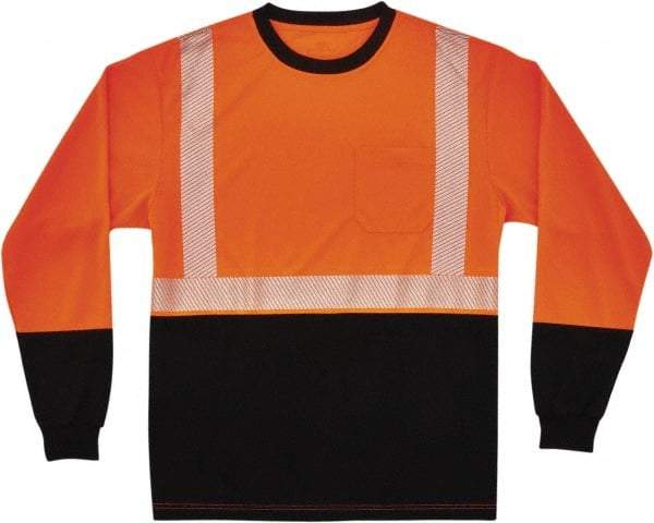 Ergodyne - Size 4XL, Orange/Black, High Visibility, Long Sleeve T-Pocket, - 54 to 58" Chest, 1 Pocket, Polyester - Industrial Tool & Supply