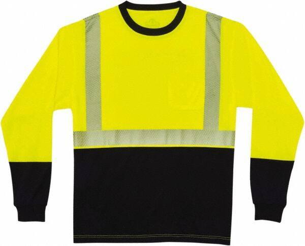 Ergodyne - Size M, Lime/Black, High Visibility, Long Sleeve T-Pocket, - 36 to 38" Chest, 1 Pocket, Polyester - Industrial Tool & Supply