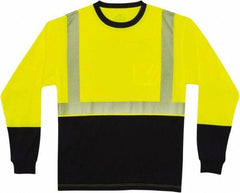 Ergodyne - Size M, Lime/Black, High Visibility, Long Sleeve T-Pocket, - 36 to 38" Chest, 1 Pocket, Polyester - Industrial Tool & Supply