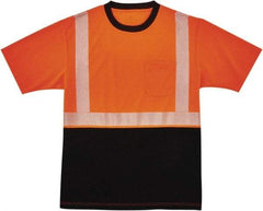 Ergodyne - Size S, Orange/Black, High Visibility, Short Sleeve T-Pocket, - 34 to 36" Chest, 1 Pocket, Polyester - Industrial Tool & Supply