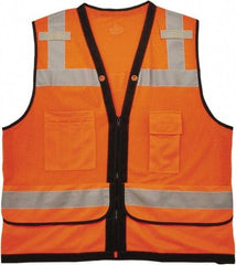Ergodyne - Size 2X/3XL High Visibility Orange Mesh Surveyor's Vest - 52 to 58" Chest, ANSI 107-2015 Type R Class 2, Zipper Closure, 7 Pockets, Polyester - Industrial Tool & Supply