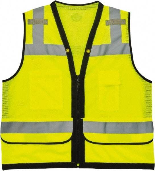 Ergodyne - Size 4X/5XL High Visibility Lime Mesh Surveyor's Vest - 58 to 64" Chest, ANSI 107-2015 Type R Class 2, Zipper Closure, 7 Pockets, Polyester - Industrial Tool & Supply