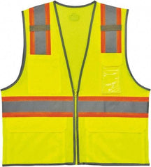 Ergodyne - Size 4X/5XL High Visibility Lime Mesh Surveyor's Vest - 58 to 64" Chest, ANSI 107-2015 Type R Class 2, Zipper Closure, 6 Pockets, Polyester - Industrial Tool & Supply