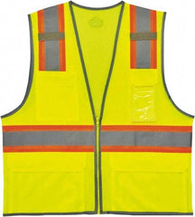 Ergodyne - Size 2X/3XL High Visibility Lime Mesh Surveyor's Vest - 52 to 58" Chest, ANSI 107-2015 Type R Class 2, Zipper Closure, 6 Pockets, Polyester - Industrial Tool & Supply