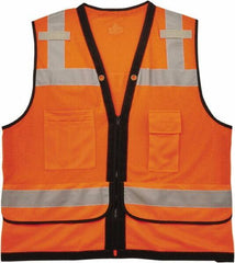 Ergodyne - Size S/M High Visibility Orange Mesh Surveyor's Vest - 36 to 44" Chest, ANSI 107-2015 Type R Class 2, Zipper Closure, 7 Pockets, Polyester - Industrial Tool & Supply