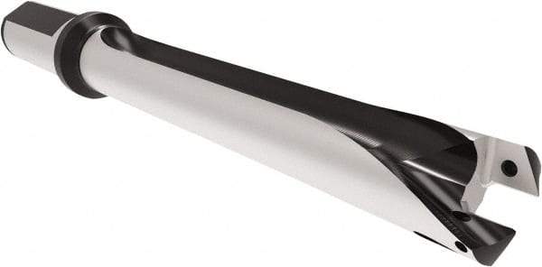 Allied Machine and Engineering - Series 24, 24 to 25.99mm Diam, 1" Diam Straight Shank with Flange, Straight Flute Spade Drill - 10.2323" Max Depth, 11.582" Body Length, 14-1/32" OAL, Long Length, Through Coolant - Industrial Tool & Supply