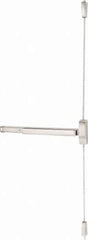 Stanley - Fire Rated, Left & Right Hand, Surface Vertical Rod - Satin Stainless Steel Finish, 28 to 36" Door Width, Grade 1 - Industrial Tool & Supply