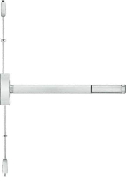 Stanley - Left & Right Hand, Surface Vertical Rod - Satin Stainless Steel Finish, 28 to 36" Door Width, Grade 1 - Industrial Tool & Supply