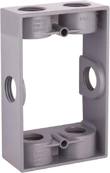 Hubbell-Raco - 1 Gang, (6) 1/2" Knockouts, Aluminum Rectangle Device Box - 4-9/16" Overall Height x 1.344" Overall Depth, Weather Resistant - Industrial Tool & Supply