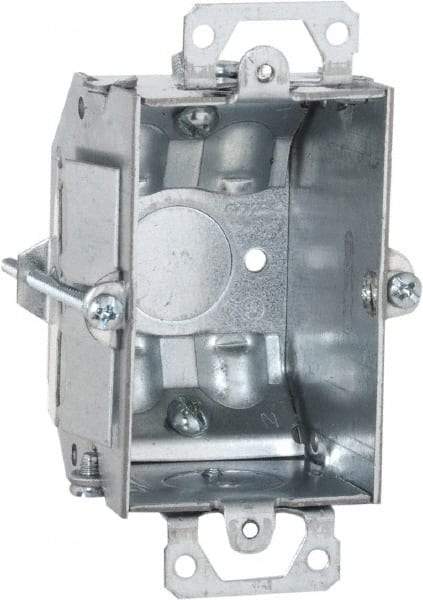 Hubbell-Raco - 1 Gang, (1) 1/2" Knockout, Steel Rectangle Switch Box - 4-7/32" Overall Height x 3" Overall Width x 2-1/4" Overall Depth - Industrial Tool & Supply