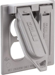 Hubbell-Raco - 2 Outlet, Powder Coat Finish, Rectangle Weather Resistant Box Cover - 1" Long x 4-17/32" Wide x 4-17/32" High, Wet Location, Aluminum, UL Listed - Industrial Tool & Supply