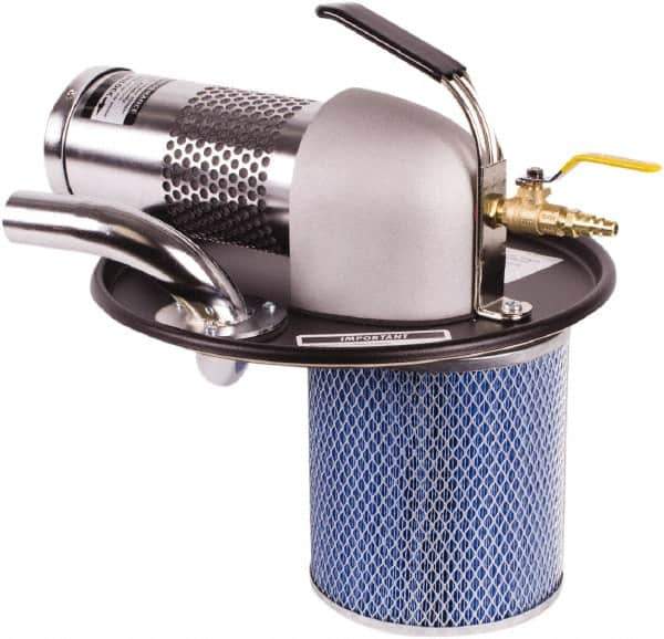 Guardair - Air Powered Wet/Dry Drum Vacuum Head - 10' Hose Length, 1-1/4" Vacuum Hose Fitting, 100" Water Lift, Use with 1-1/2" Hoses - Industrial Tool & Supply