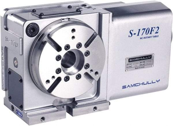 Samchully - 1 Spindle, 210mm Horizontal & Vertical Rotary Table - 200 kg (440 Lb) Max Horiz Load, 170mm Centerline Height, 45mm Through Hole - Industrial Tool & Supply